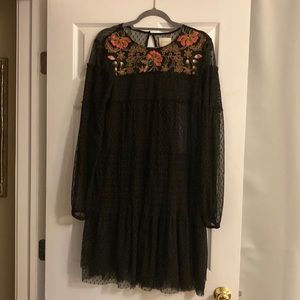 Maeve anthropologie Swiss dot sheer tulle drop waist dress